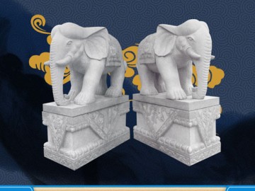 批發供應花崗巖石雕大象 淡色天然石料 價格實惠待客室擺放