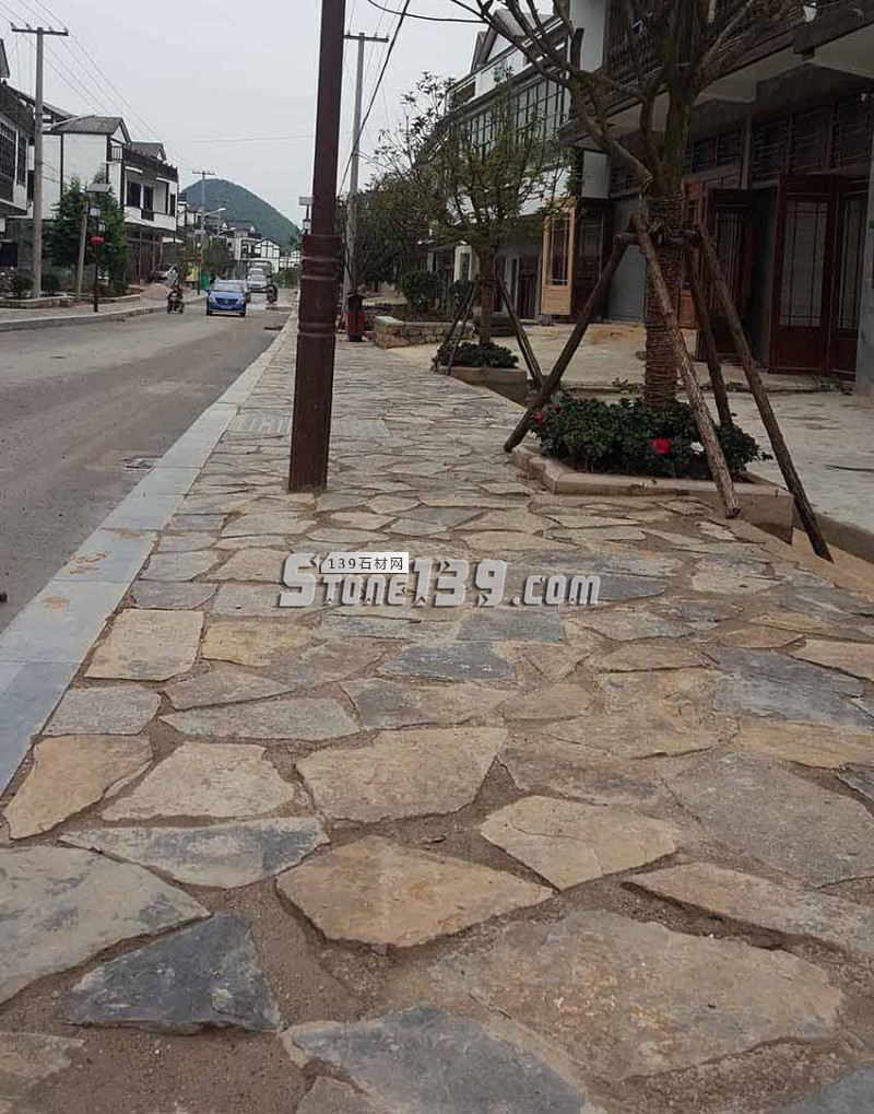 龍潭石材 純天然 不規則 青石板碎拼