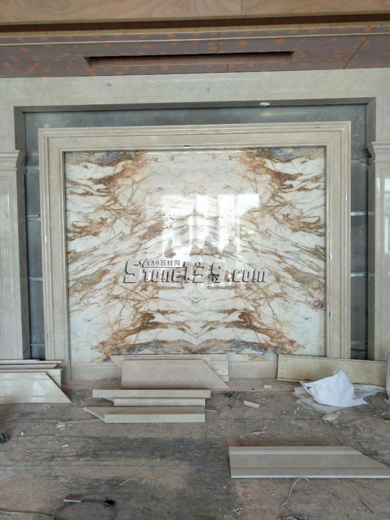 聯盛石業黃金龍大理石背景墻