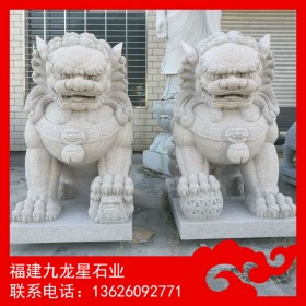 石獅子現貨 荔枝面雕刻石獅子 神獸加工