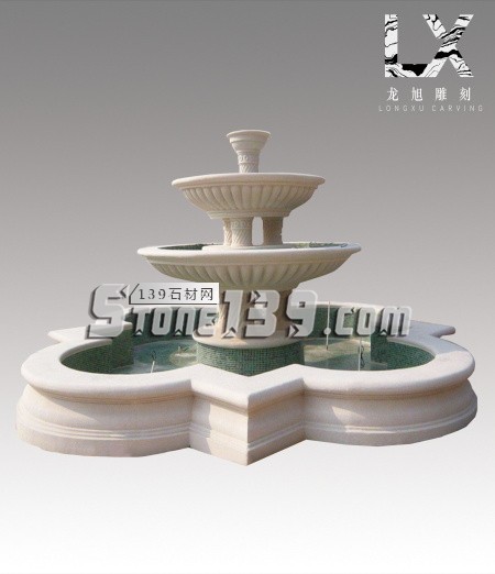 供應定制純手工雕刻優質漢白玉西式噴泉