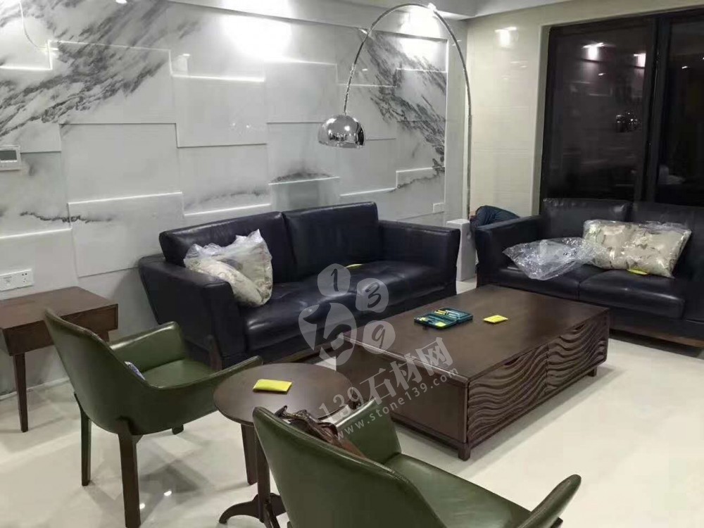 水墨白玉大理石背景墻裝飾