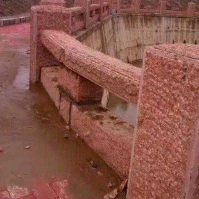 紅色石材復古欄桿 河道護欄石