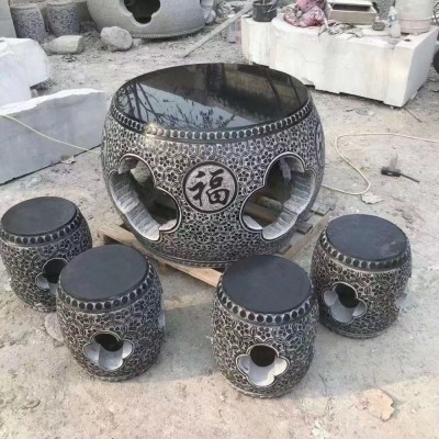 青石石桌圓桌批發 石雕桌凳配套