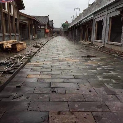 青石板銅板石鋪裝案例 (2)規格板方形地鋪