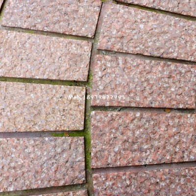 帝王紅石材地鋪案例菠蘿面 扇形代代紅石材批發